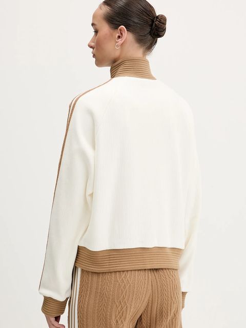 adidas Originals bluza welurowa Velour damska kolor beżowy gładka KR0062