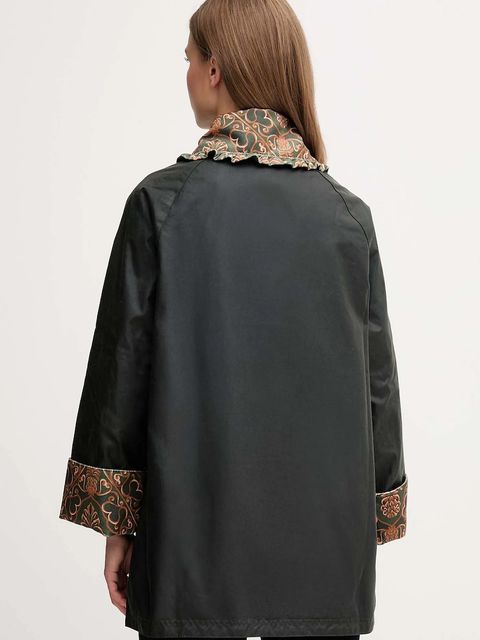 Barbour kurtka bawełniana x Farm Rio kolor zielony przejściowa oversize LWX1504