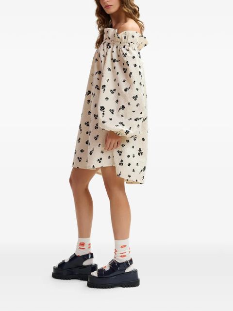 Essentiel Antwerp floral-print ruffled mini dress - White