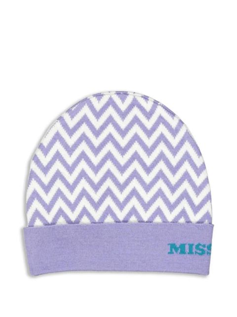 Missoni zigzag-knit beanie hat - Purple - zdjęcie produktu nr 1