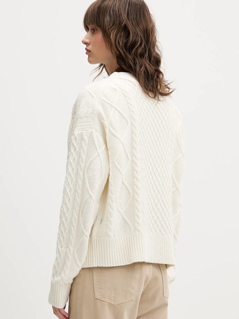 Guess Jeans kardigan z dodatkiem wełny damski kolor beżowy W5BR08 Z0561