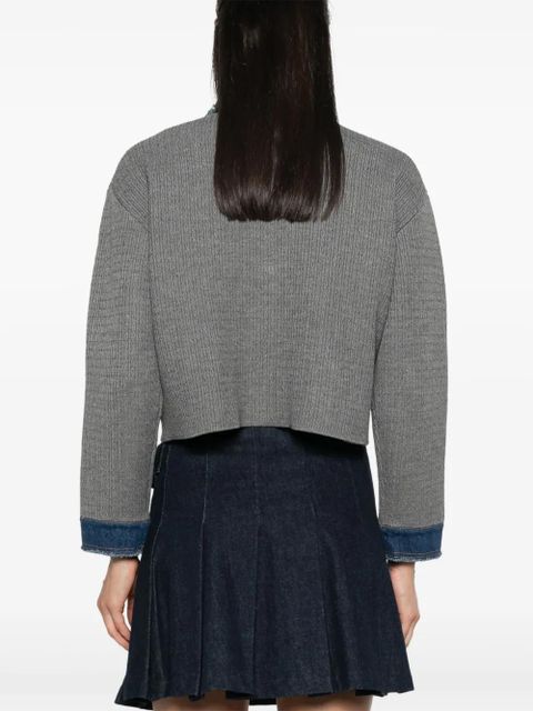 SANDRO cable-knit denim jacket - Grey