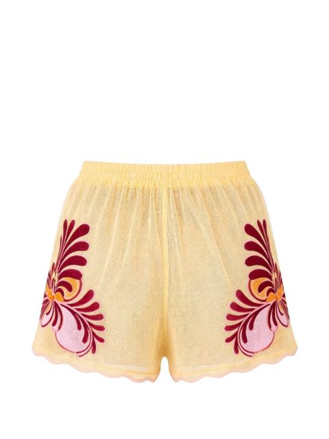 FARM Rio floral embroidered scalloped shorts - Yellow - zdjęcie produktu nr 2