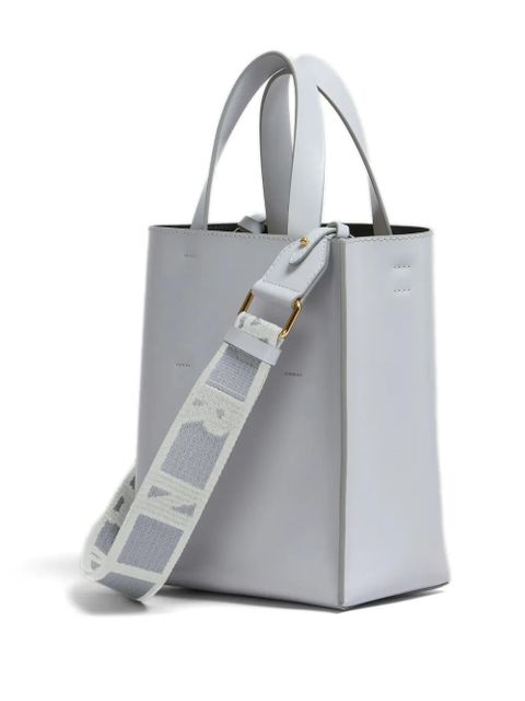 Marni logo-strap leather tote bag - Grey