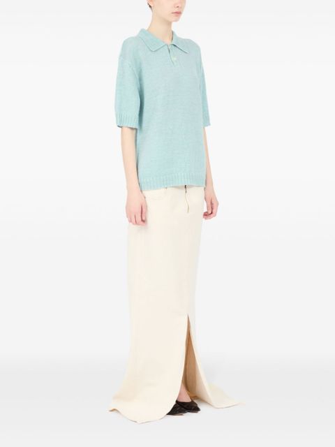 Maison Margiela short-sleeve hemp polo top - Blue