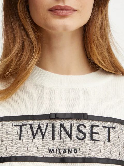 Twinset sweter wełniany damski kolor beżowy 242TT3500