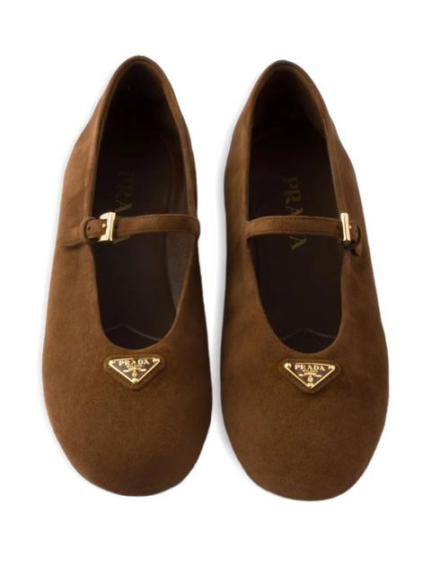 Prada embellished Mary Jane ballet flats - Brown