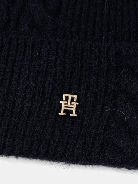 Tommy Hilfiger czapka z dodatkiem wełny kolor granatowy AW0AW17784