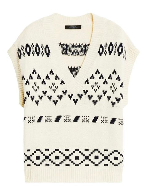 Weekend Max Mara fair isle-knit V-neck vest - White - zdjęcie produktu nr 1