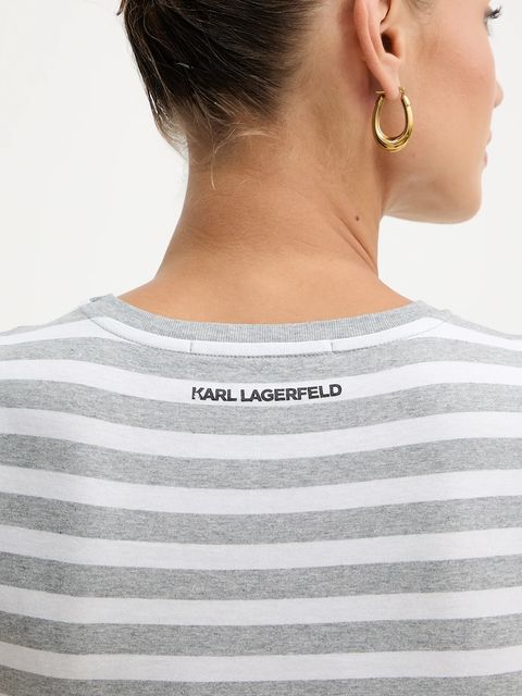 Karl Lagerfeld t-shirt bawełniany IKON damski kolor szary B1W17037