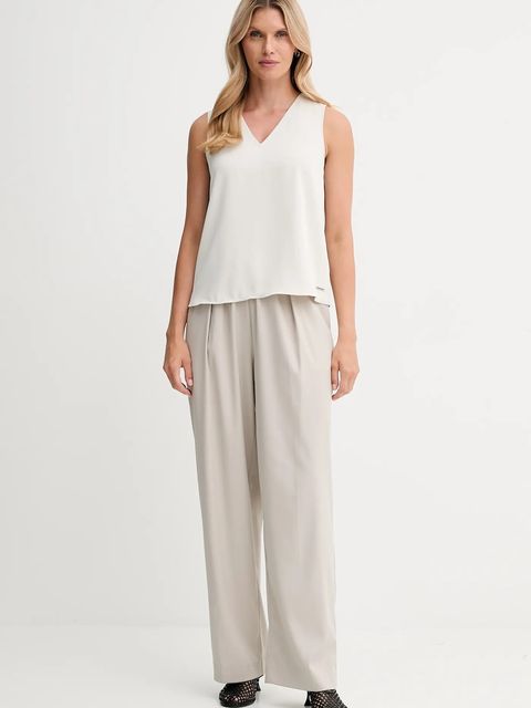 Calvin Klein bluzka damska kolor beżowy gładka LV044D164G - zdjęcie produktu nr 2