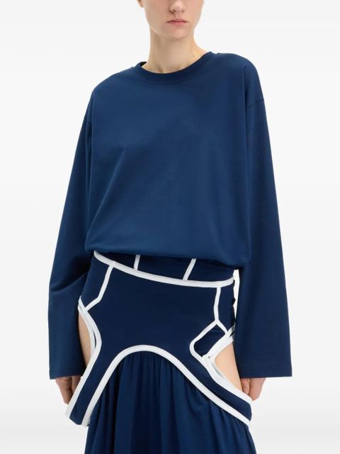 Jean Paul Gaultier long-sleeve twisted cotton bodysuit - Blue