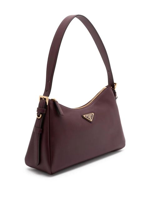 Prada enamel triangle logo tote bag - Red