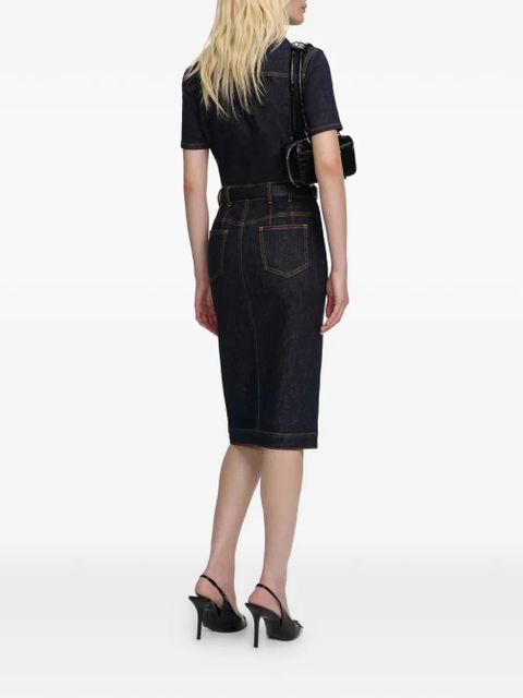 Self-Portrait denim-shirt midi dress - Blue