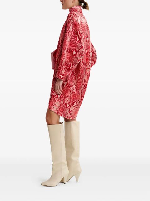Essentiel Antwerp snake-print shirt mini dress - Red