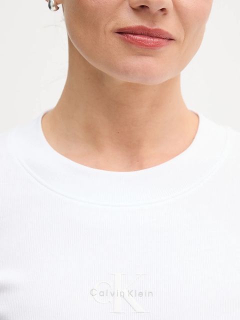 Calvin Klein Jeans longsleeve kolor biały LV047A803G