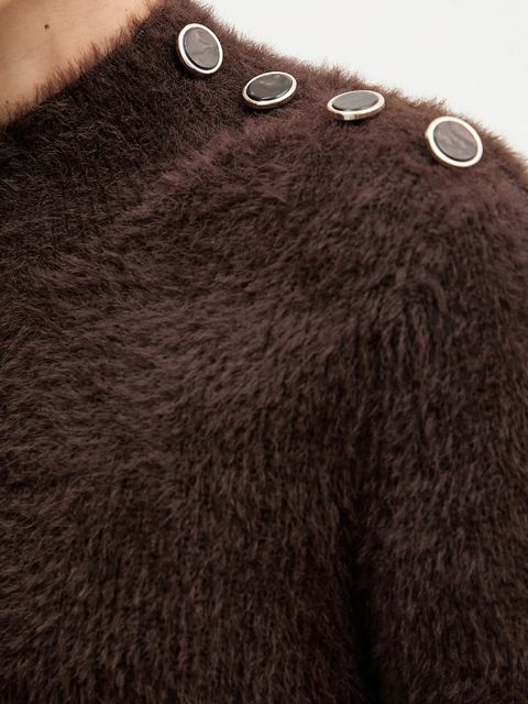 Morgan sweter damski kolor brązowy z golfem MFENNY