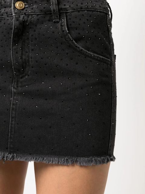 Blumarine rhinestone-embellished denim skirt - Black