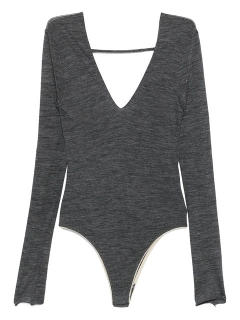 Alysi V-neck long-sleeve bodysuit - Grey - zdjęcie produktu nr 1