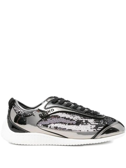 PINKO leather lace-up sneakers - Silver - zdjęcie produktu nr 1