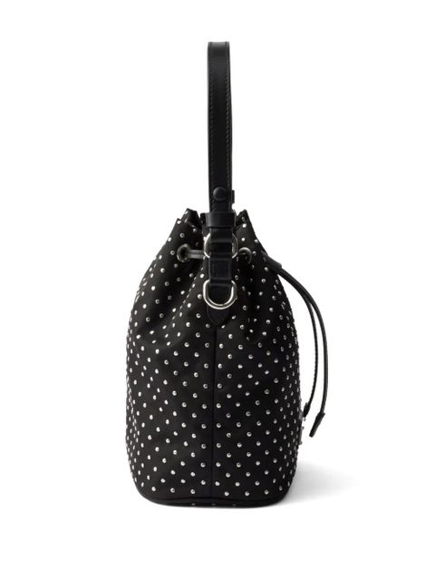 Prada Re-Nylon stud-embellished bucket bag - Black