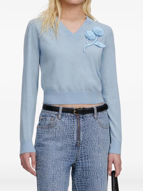 Self-Portrait rose v-neck jumper - Blue - zdjęcie produktu nr 1