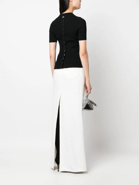 Rabanne ribbed-knit wool-blend top - Black - zdjęcie produktu nr 2