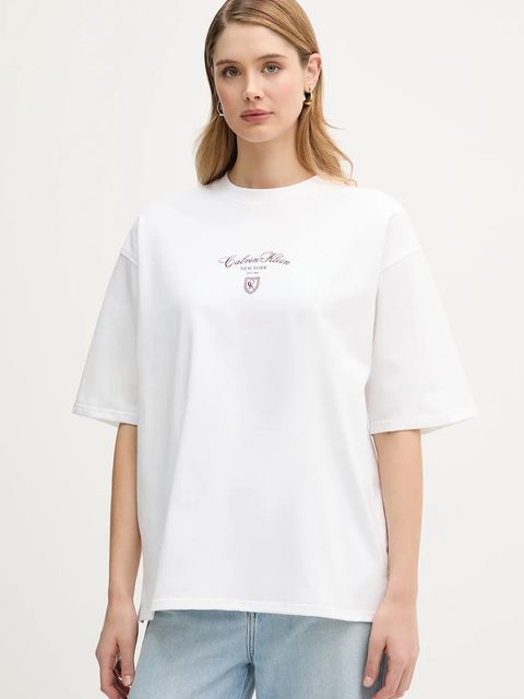 Calvin Klein Jeans t-shirt bawełniany damski kolor biały LV047E232G - zdjęcie produktu nr 1