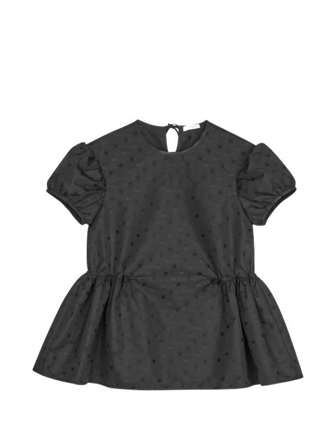 Cecilie Bahnsen Chiara jacquard gathered blouse - Black - zdjęcie produktu nr 1
