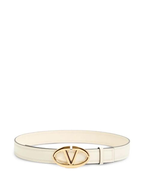 Valentino Garavani VLogo The Bold Edition belt in shiny calfskin 30mm - White - zdjęcie produktu nr 1