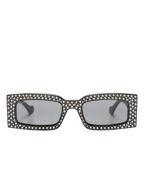 Gucci Eyewear embellished rectangle-frame sunglasses - Black - zdjęcie produktu nr 1