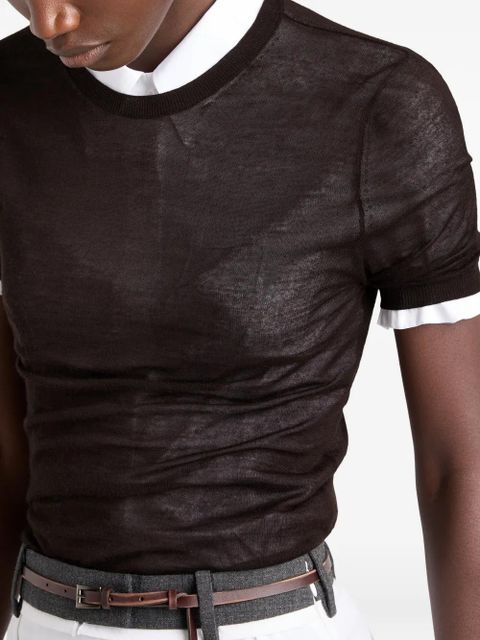 Prada cashmere and silk crew-neck sweater - Brown