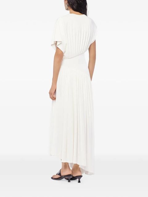 Rabanne textured ruched asymmetric dress - White
