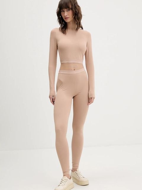 Guess legginsy MATILDE damskie kolor beżowy gładkie O5BB02 K1800