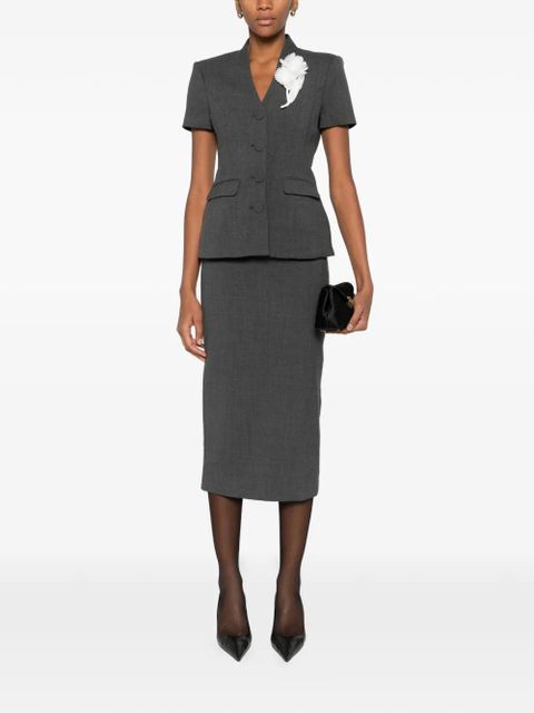 Self-Portrait flower detail suit skirt - Grey