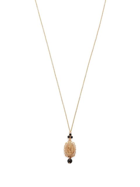 Dolce & Gabbana 18kt yellow gold Virgin Mary sapphire and jade pendant necklace - zdjęcie produktu nr 1