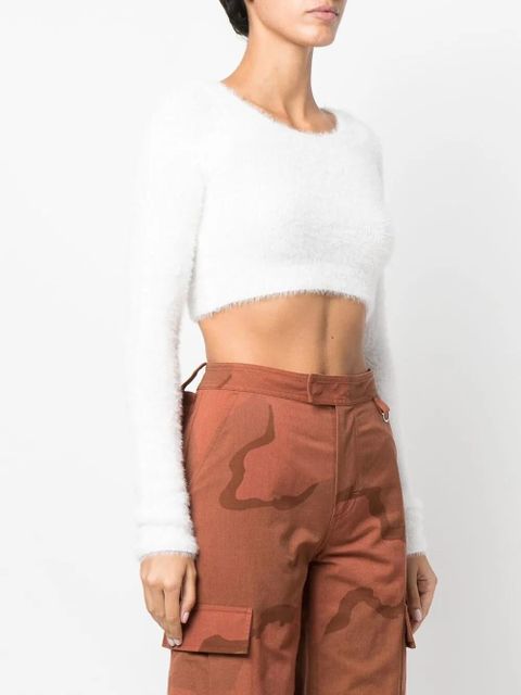 AMBUSH cropped long-sleeve jumper - White