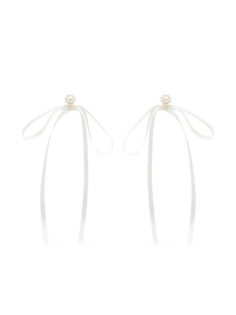 Simone Rocha pearl-embellished ribbon bow earrings - White - zdjęcie produktu nr 1