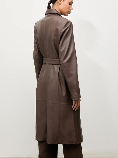 Answear.LAB płaszcz skórzany kolor brązowy