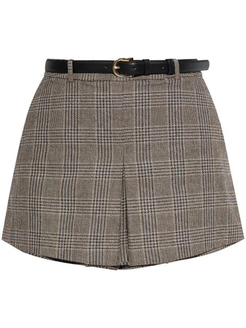 Self-Portrait checkered pleated skort - Brown