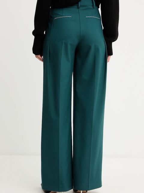 Patrizia Pepe spodnie z dodatkiem wełny damskie kolor zielony szerokie high waist 2P1707 A475