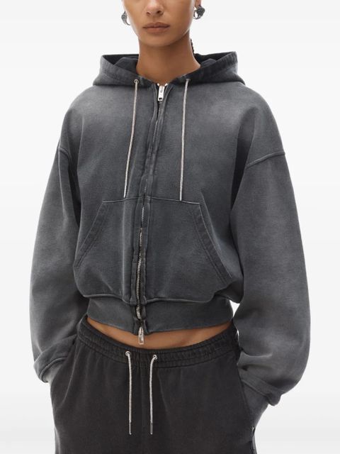 Alexander Wang rhinestone washed effect hoodie - Black