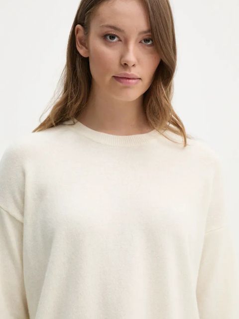 Sisley sweter wełniany damski kolor beżowy lekki 1044M103K