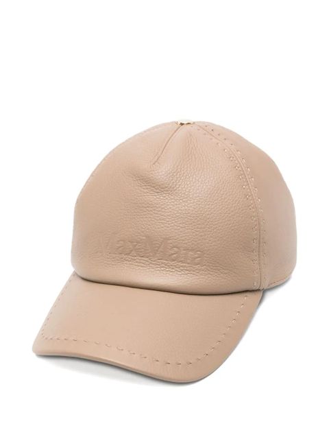 Max Mara leather debossed-logo cap - Neutrals - zdjęcie produktu nr 1