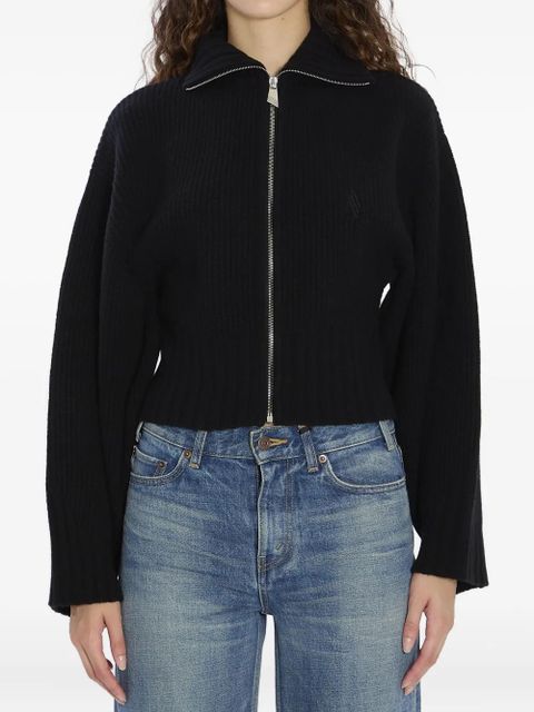 The Attico ribbed zip-up cardigan - Black - zdjęcie produktu nr 1