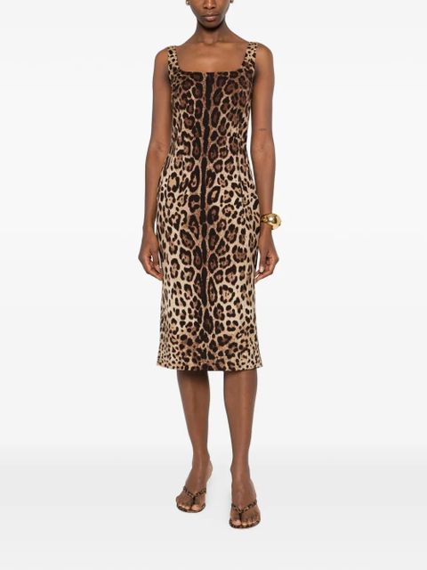 Dolce & Gabbana animal-print sleeveless midi dress - Brown - zdjęcie produktu nr 2
