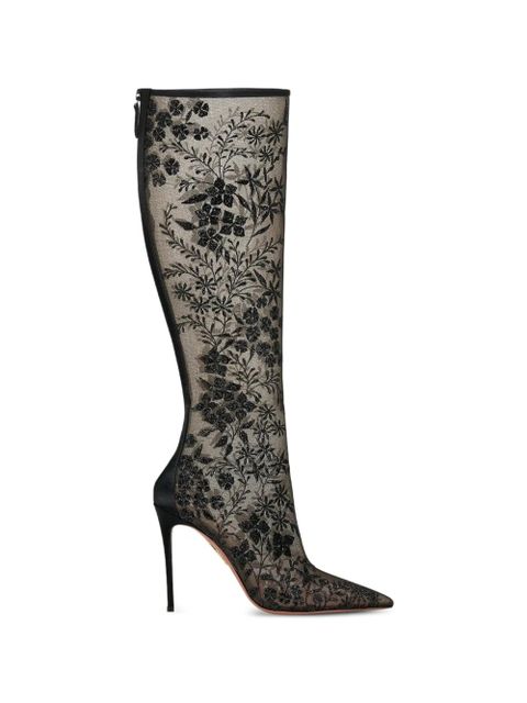 Aquazzura floral beaded knee-high boots - White - zdjęcie produktu nr 1