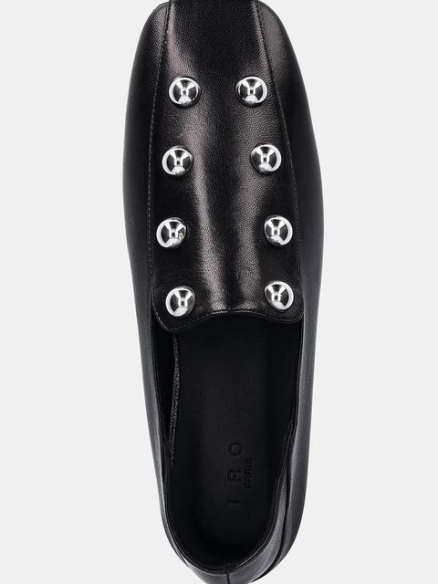 IRO mokasyny skórzane Cloclo Studs damskie kolor czarny na płaskim obcasie WM70CLOCLOST