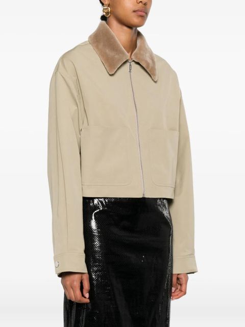 Nanushka zip-up faux fur-collar jacket - Neutrals