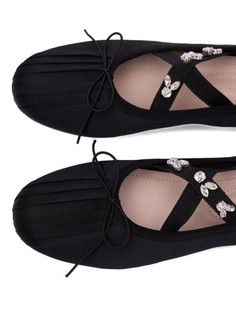 Simone Rocha pleated crystal-embellished ballet flats - Black
